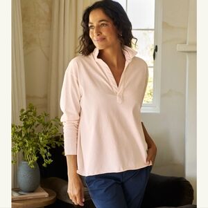 Frank & Eileen Patrick Popover Henley Heritage Jersey Antique Pink $168